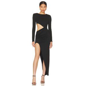 Superdown Black Asymmetrical Long Sleeve Dress